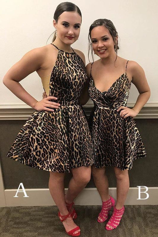 Sexy Mini Homecoming with Leopard Print Unique Sleeveless Short Prom Dress - Prom Dresses