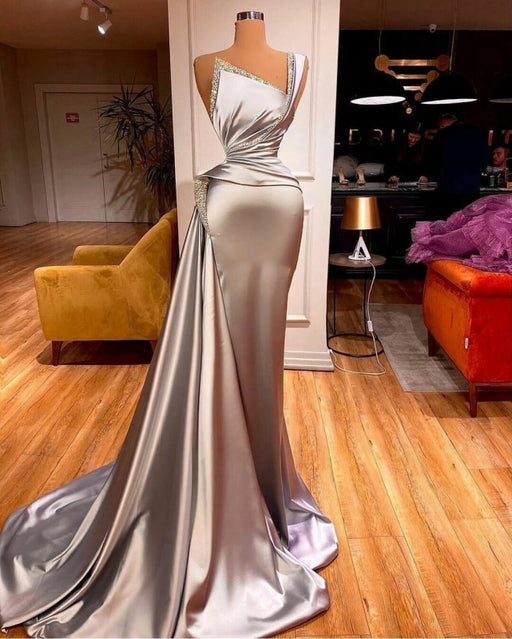 Sexy One Shoulder Mermaid Prom Dress with Sweep Train Evening Party Dress - Prom Dresses