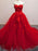 Sexy Red Sweetheart Strapless Ball Gown Applique Tulle Long Prom Dress Party Dresses - Prom Dresses