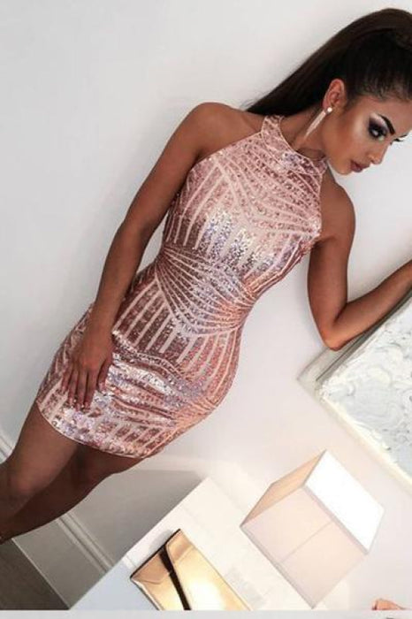 Chic Rose Gold Cute Short Formal Dresses For Juniors - Bridelily Chic Rose Gold Cute Short Formal Dresses For Juniors - Bridelily