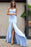 Sexy Sleeveless Straps Mermaid Prom with Split Long Backless Light Blue Evening Dress - Prom Dresses