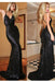 Sexy Spaghetti V-neck Long Mermaid Dresses Black Backless Sequin Prom Dress - Prom Dresses