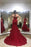 Sexy Trumpet Red Strapless Sweep Train Lace Prom Dress Long Formal Gown - Prom Dresses