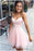 Sexy V-neck Short Pink Spaghetti Party Dress Backless Homecoming Gown - Prom Dresses