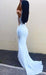 Sexy White Mermaid High Neck Sleeveless Long Prom Dresses - Prom Dresses