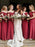 Sheath Cold Shoulder Floor Length Red Chiffon Bridesmaid Dress - Bridesmaid Dresses