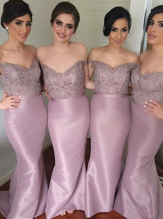 Sheath Lavender Satin Bridesmaid Dress - Bridesmaid Dresses