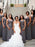 Sheath V-Neck Floor Length Grey Elastic Satin Bridesmaid Dress - Bridesmaid Dresses