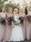 Sheath V-Neck Floor Length Sleeveless Blush Satin Bridesmaid Dress - Bridesmaid Dresses