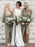 Sheath V-Neck Split Long Chiffon Green Bridesmaid Dress - Bridesmaid Dresses