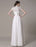 Sheath Wedding Dress V-Neck Lace Chiffon Pleated Floor Length Bridal Dress misshow