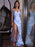 Sheath/Column Satin Ruched V-neck Sleeveless Sweep/Brush Train Dresses - Prom Dresses