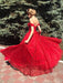Shiny Off Shoulder Red Long Prom Dresses, Off the Shoulder Red Formal Dresses, y Red Evening Dresses