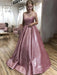 Shiny Open Back Thin Strap Pink Long Prom Dresses, Backless Pink Formal Evening Dresses