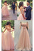 Shiny Pink Off the Shoulder Half Sleeves Sash Bow Beads Pearls Tulle Prom Dresses - Prom Dresses
