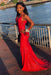 Shiny Red Spaghetti Strap Sleeveless Mermaid Evening Dresses - Prom Dresses