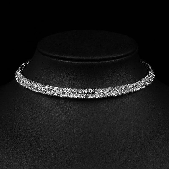 Shiny Rhinestone Silver Handmade Bridal Necklaces | Bridelily - necklaces