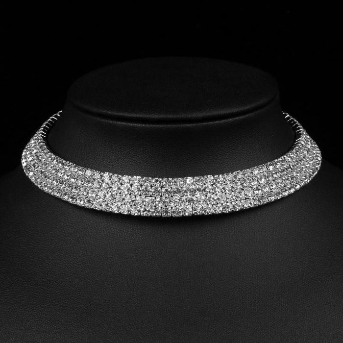 Shiny Rhinestone Silver Handmade Bridal Necklaces | Bridelily - necklaces