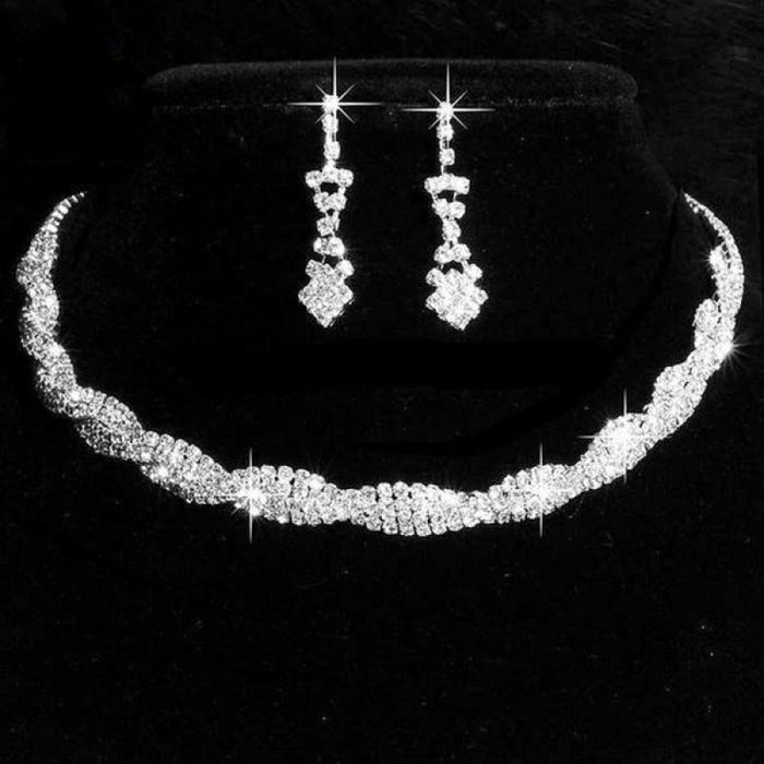 Shiny Silver Necklace Earrings Bridal Jewelry Sets | Bridelily - jewelry sets