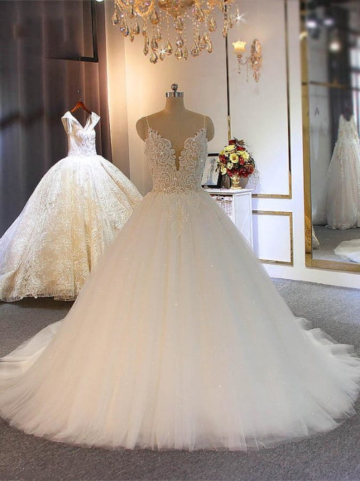 Shiny Spaghetti Strap Zipper Boho Wedding Dresses - champagne / Floor length - wedding dresses