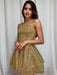 Shiny Strapless Open Back Golden Short Prom Homecoming Dresses, Short Golden Formal Graduation Evening Dresses 
