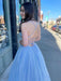 Shiny V Neck Backless Light Blue Long Prom Dresses, V Neck Light Blue Formal Dresses, Blue Evening Dresses 