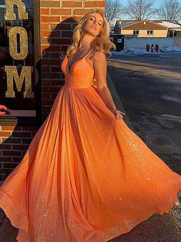 Orange Long Prom Dress Evening Gown Party Dress     fg3227