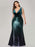Shiny V-Neck Sequined Green Mermaid Party Dresses - Green / 4 / United States - evening dresses