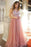 Shiny V Neck Tulle Long Prom Dresses A Line Sleeveless Sequins Party Dress - Prom Dresses