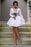 Short A-line V-neck Tulle Appliques Lace Long Sleeve Unique Bridesmaid Dresses - Prom Dresses