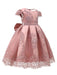 Flower Girl Dresses Jewel Neck Lace Short Sleeves Knee-Length Kids Social Party Princess Dresses