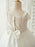 Flower Girl Dresses Buttons Short Sleeves Jewel Neck Ecru White Kids Party Dresses