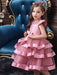 Flower Girl Dresses Jewel Neck Tulle Short Sleeves Knee Length Princess Silhouette Beaded Formal Kids Pageant Dresses