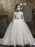 Flower Girl Dresses Jewel Neck Lace Short Sleeves Floor-Length Princess Silhouette Embroidered Formal Kids Pageant Dresses