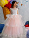Flower Girl Dresses Jewel Neck Short Sleeves Tiered Kids Pageant Dresses