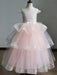 Flower Girl Dresses Jewel Neck Short Sleeves Tiered Kids Pageant Dresses