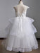 Flower Girl Dresses Jewel Neck Short Sleeves Tiered Kids Pageant Dresses