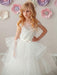 Flower Girl Dresses Jewel Neck Short Sleeves Tiered Kids Pageant Dresses