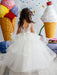 Flower Girl Dresses Jewel Neck Short Sleeves Tiered Kids Pageant Dresses