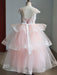 Flower Girl Dresses Jewel Neck Short Sleeves Tiered Kids Pageant Dresses