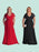 Short Sleeves V-Neck Floor-Length Lace Chiffon Plus Size Dresses - Prom Dresses