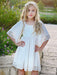 White Flower Girl Dresses Square Neck Polyester Short Sleeves Short A-Line Kids Social Party Dresses