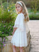 White Flower Girl Dresses Square Neck Polyester Short Sleeves Short A-Line Kids Social Party Dresses