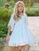 White Flower Girl Dresses Square Neck Polyester Short Sleeves Short A-Line Kids Social Party Dresses