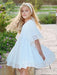 White Flower Girl Dresses Square Neck Polyester Short Sleeves Short A-Line Kids Social Party Dresses