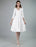 Short Wedding Dresses V Neck 3/4 Length Sleeves A-Line Knee Length Bridal Dress