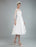 Short Wedding Dresses V Neck 3/4 Length Sleeves A Line Tea Length Traditional Bridal Dresses
