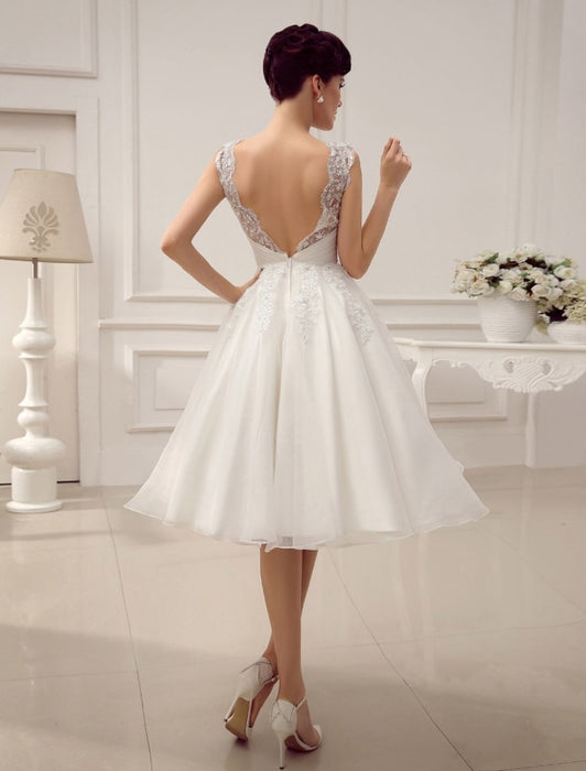 Short Wedding Dresses Vintage 1950's Bridal Gown Backless Lace Beading ...