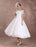 Short Wedding Dresses Vintage Bridal Dress 1950's Bateau Lace Short Sleeve Ivory Bow Sash Tea Length Wedding Reception Dress misshow