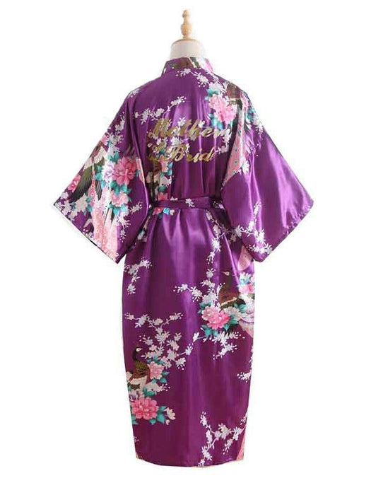 Silk Satin Wedding Bride Sleepwear Robes | Bridelily - purple / One Size - robes